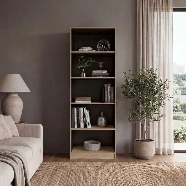 Main image of 5 Shelf Bookcase, Wenge, Particle Board, Display Shelving Etageres