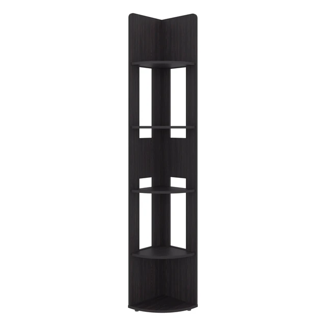 Alt view image 4 of 7 - Corner Tiered Storage Shelving Display Bookcase, Wenge, Particle Board, Display Shelving Etageres