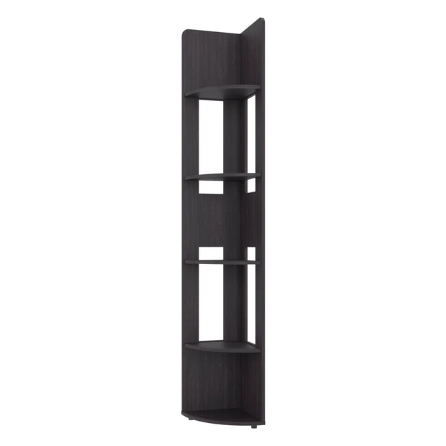 Alt view image 5 of 7 - Corner Tiered Storage Shelving Display Bookcase, Wenge, Particle Board, Display Shelving Etageres