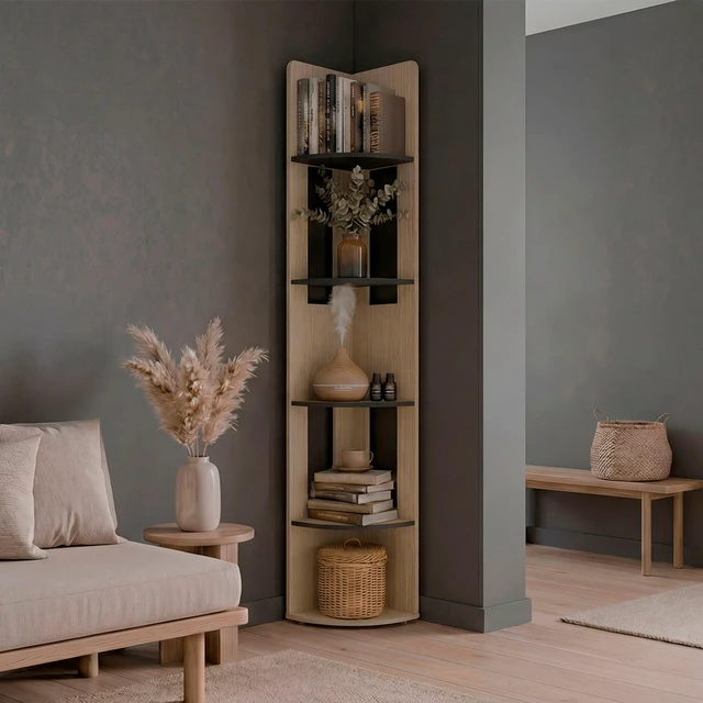 Main image of Cartagena and Corner Bookcase with Storage Shelving Display, Wenge, Particle Board, Display Shelving Etageres