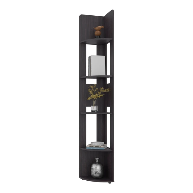 Alt view image 3 of 7 - Corner Tiered Storage Shelving Display Bookcase, Wenge, Particle Board, Display Shelving Etageres