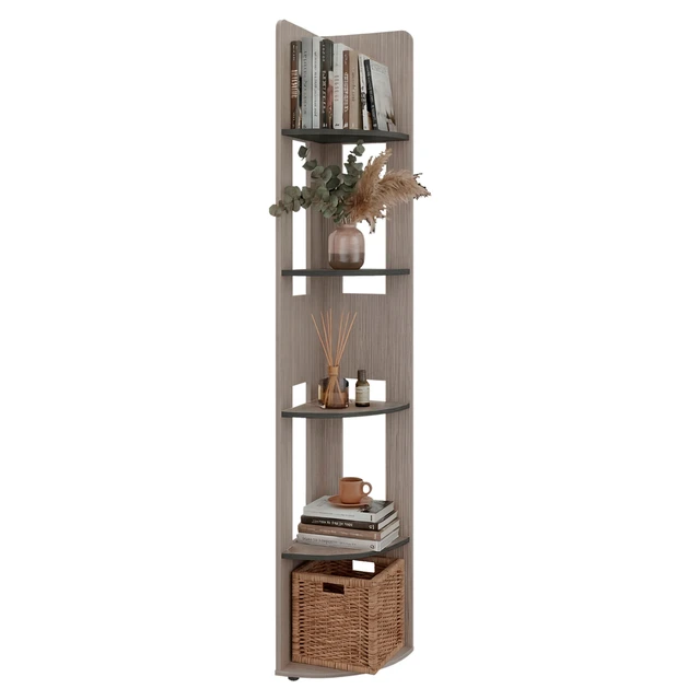 Alt view image 2 of 7 - Positano and Corner Bookcase with Storage Shelving Display, Wenge, Particle Board, Display Shelving Etageres