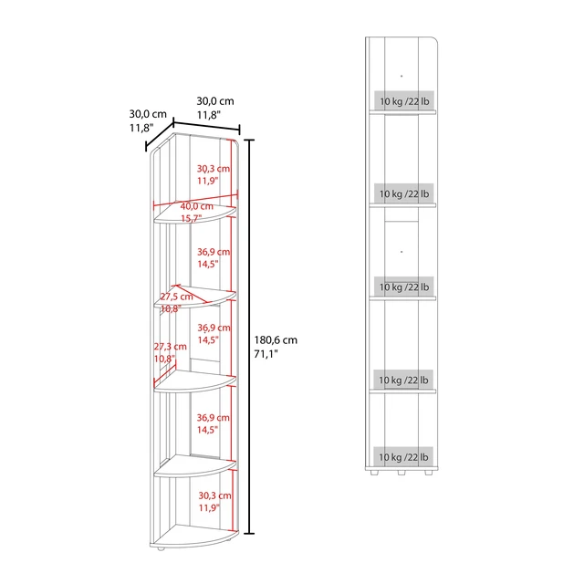 Alt view image 7 of 7 - Positano and Corner Bookcase with Storage Shelving Display, Wenge, Particle Board, Display Shelving Etageres
