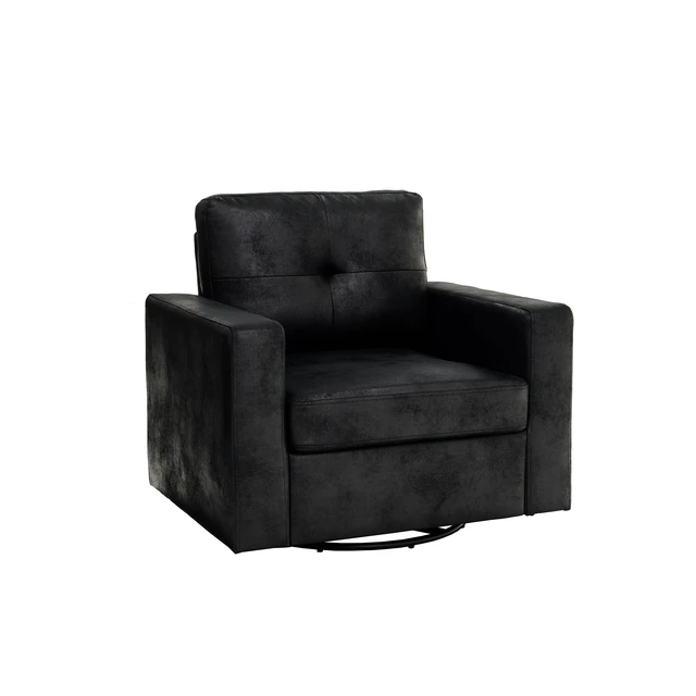 Alt view image 5 of 5 - Degree Rotation Single Sofa Chair for Living, Black, Cast Lron, Wood and Fabric, Chairs Accent Seating
