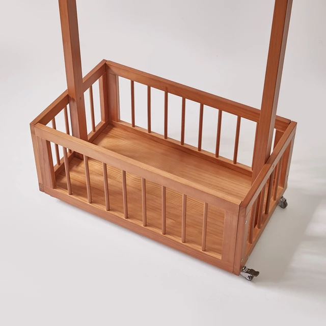 Alt view image 7 of 7 - Solid Freestanding Coat Rack with Rolling Wheels and Storage Basket, ×15.75 ×70.87 Walnut Finish Clothes Hanger Stand