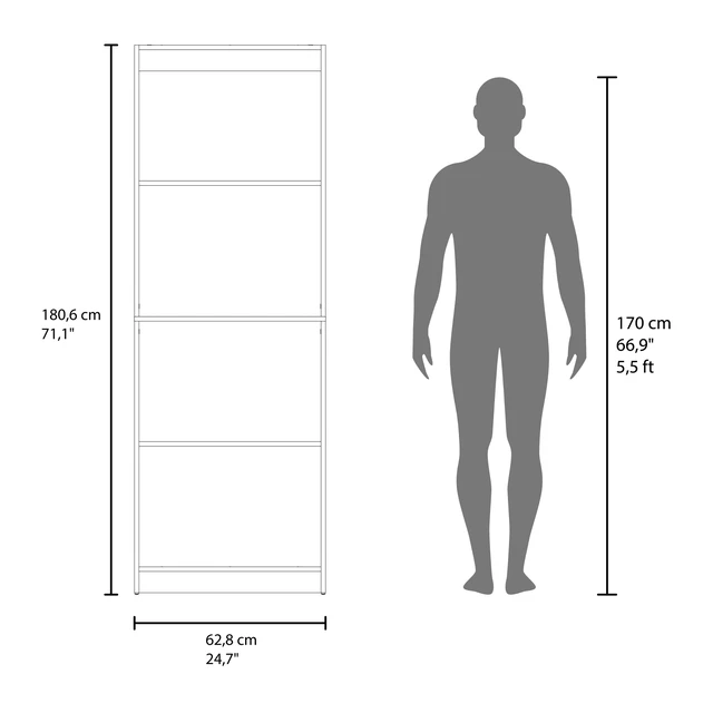 Alt view image 7 of 7 - Positano 4 Shelf Storage Bookshelf, Wenge, Particle Board, Display Shelving Etageres