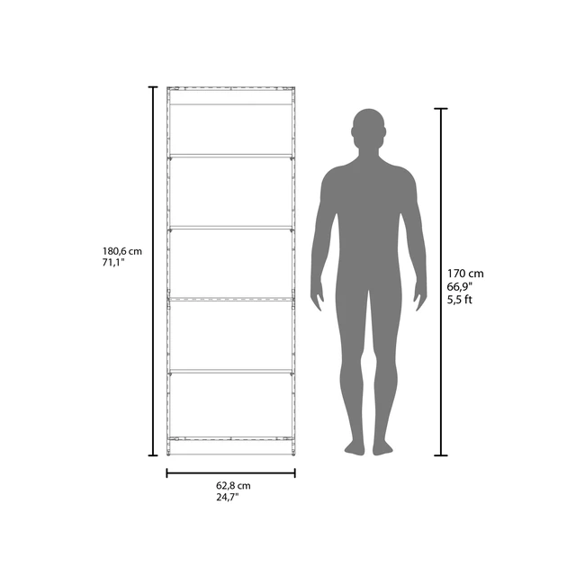 Alt view image 7 of 7 - Positano 5 Shelf Storage Bookshelf, Wenge, Particle Board, Display Shelving Etageres