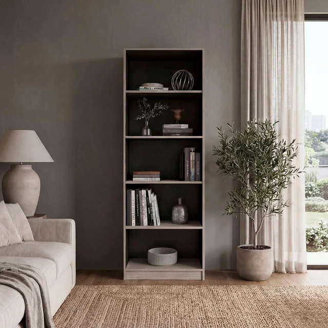 Main image of Positano 5 Shelf Storage Bookshelf, Wenge, Particle Board, Display Shelving Etageres