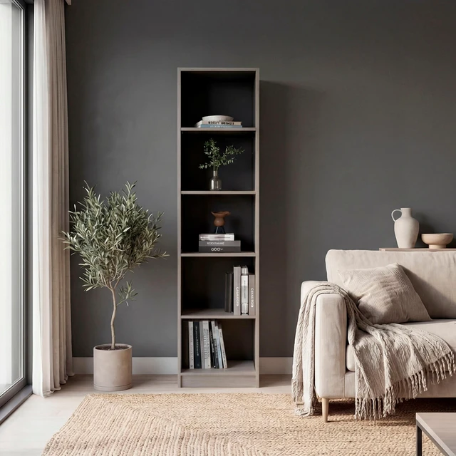 Main image of Positano 5 Shelf Storage Bookshelf, Wenge, Particle Board, Display Shelving Etageres