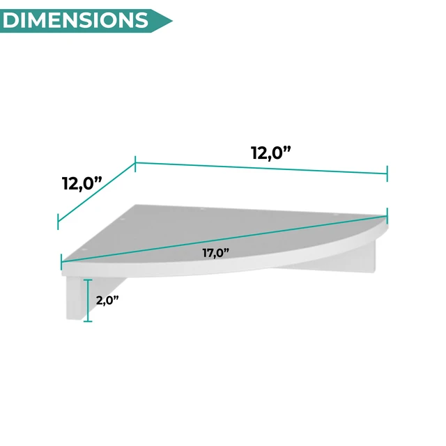 Alt view image 4 of 7 - Inchx 12 Inch Corner 2 Tier Floating Wall Shelf, Wall-Mounted Display Ledge for Living Storage, White, Particle Board