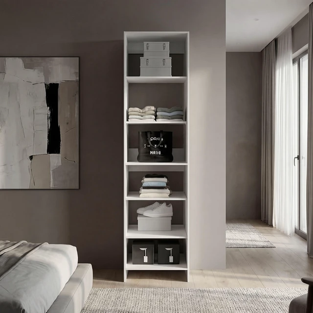 Main image of Sedona Standing Closet Organizer with Shelves, Storage System, White, Particle Board, Display Shelving Etageres