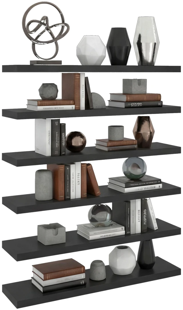 Alt view image 2 of 7 - Inchx 10 Inch Floating Wall Shelf, Wall-Mounted Display Ledge for Living Storage, Wenge, Particle Board, Display