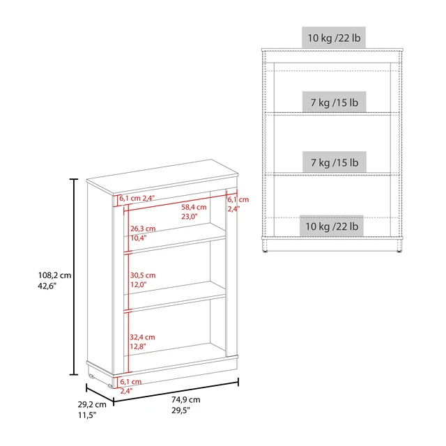 Alt view image 4 of 7 - Bookcase with Shelves, Storage Bookshelf, White, Particle Board, Display Shelving Etageres