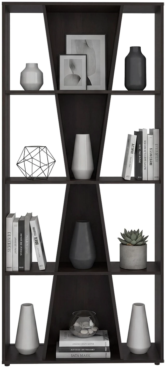 Alt view image 4 of 7 - Camden 4 Tier Bookcase, Tall Freestanding Bookshelf with Open Display Shelves for Living, Wenge, Particle Board