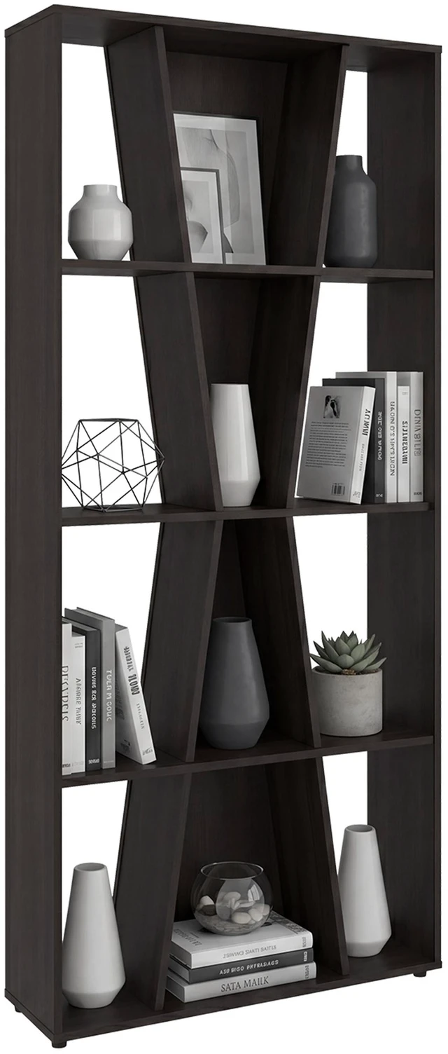 Alt view image 6 of 7 - Camden 4 Tier Bookcase, Tall Freestanding Bookshelf with Open Display Shelves for Living, Wenge, Particle Board