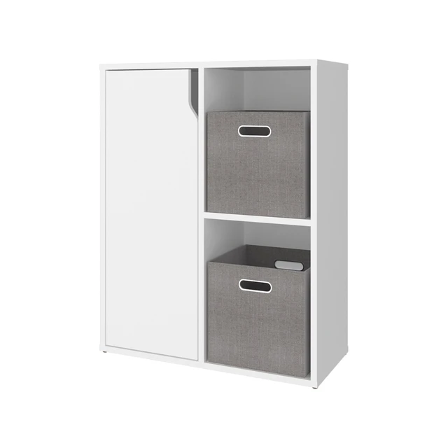 Alt view image 3 of 7 - Fairmont Cube Bookcase with Storage Cabinets, Bookshelf with Open Shelves for Living, White, Particle Board, Display