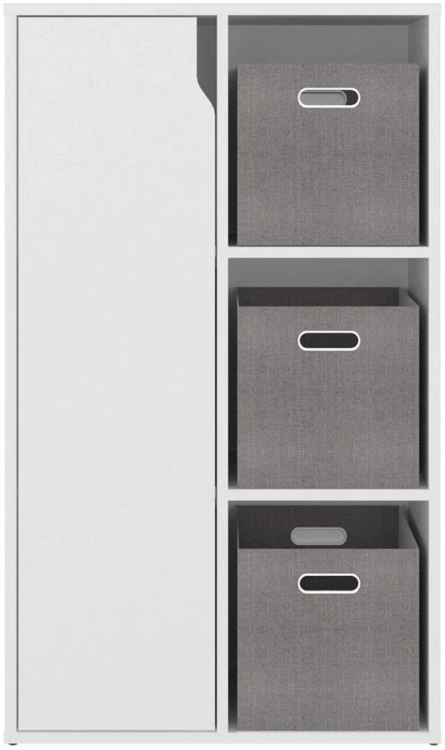Alt view image 5 of 7 - Fairview Cube Bookcase with Storage Cabinets, Bookshelf with Open Shelves for Living, White, Particle Board, Display