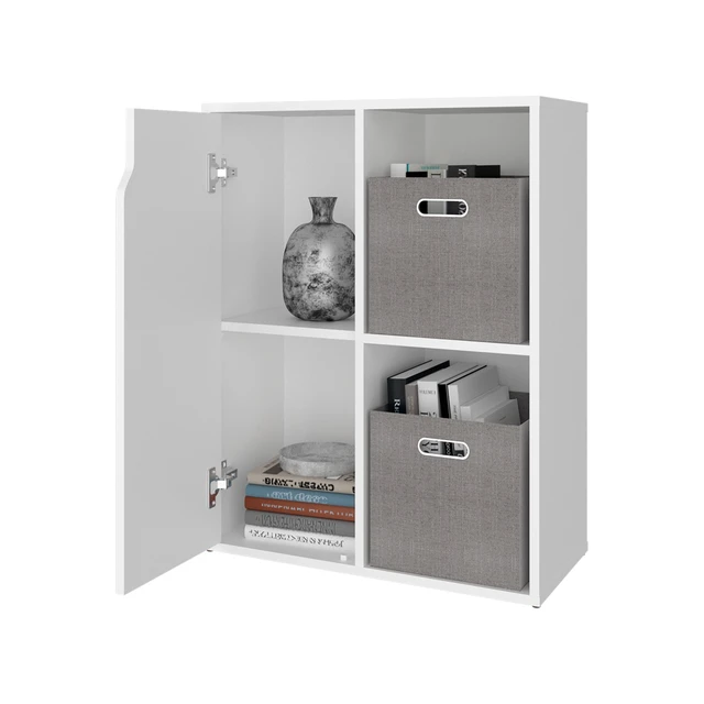 Alt view image 6 of 7 - Fairmont Cube Bookcase with Storage Cabinets, Bookshelf with Open Shelves for Living, White, Particle Board, Display