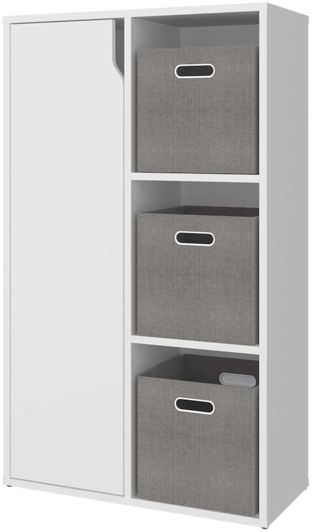Alt view image 7 of 7 - Fairview Cube Bookcase with Storage Cabinets, Bookshelf with Open Shelves for Living, White, Particle Board, Display