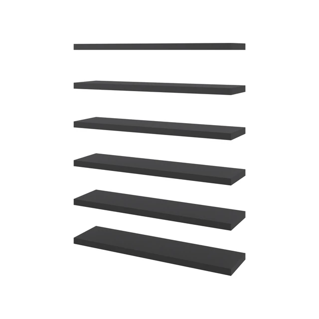 Alt view image 6 of 7 - 6 Piece Floating Wall Shelves Set, Wood Wall Mounted Display Shelves for Decor and Storage, Wenge, Particle Board