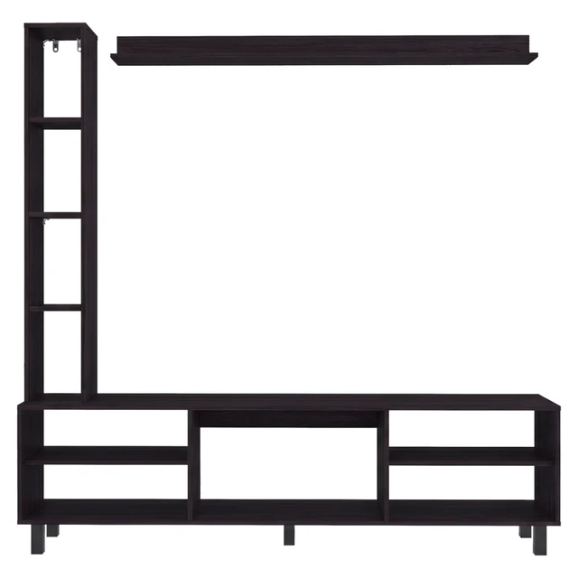 Alt view image 7 of 7 - Scio TV Stand with Open Shelves and Storage for Tvs, Wenge, Particle Board, Display Shelving Etageres