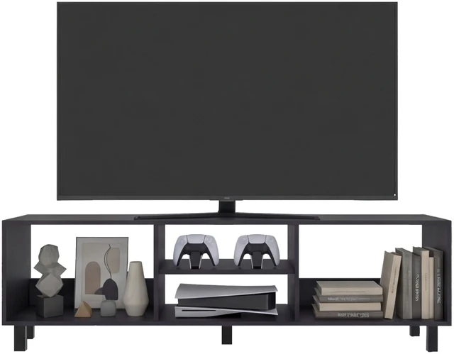 Alt view image 6 of 7 - TV 70 Inch Stand with Open Storage Shelves, Media Console Entertainment Center for Living, Wenge, Particle Board