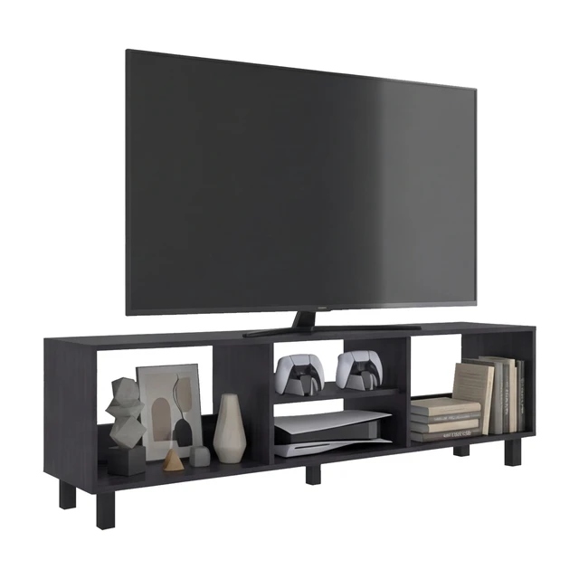 Alt view image 3 of 7 - TV 70 Inch Stand with Open Storage Shelves, Media Console Entertainment Center for Living, Wenge, Particle Board