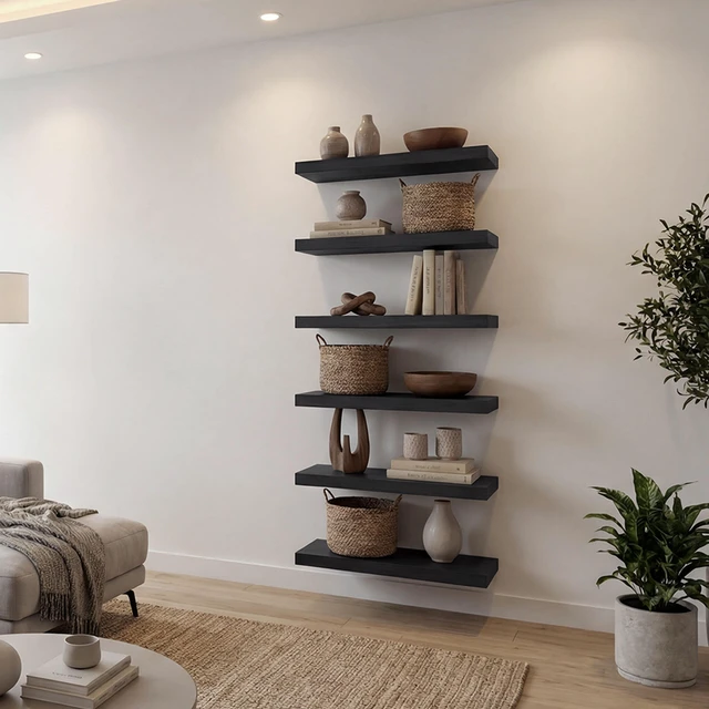Main image of Inchx 10 Inch Floating Wall Shelf, Wall-Mounted Display Ledge for Living Storage, Wenge, Particle Board, Display