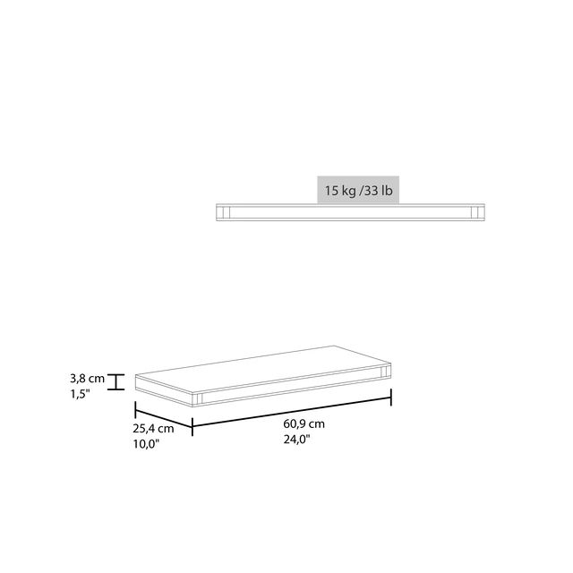 Alt view image 3 of 6 - Inchx 10 Inch Floating Wall Shelf, Wall-Mounted Display Ledge for Living Storage, Wenge, Particle Board, Display