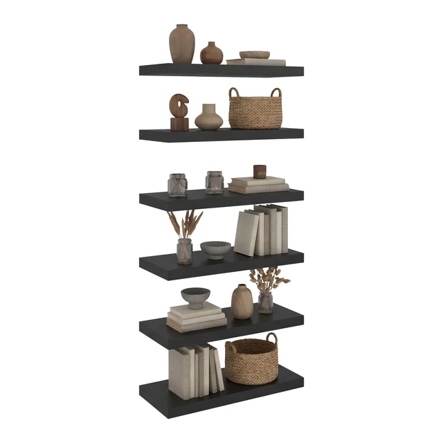 Alt view image 2 of 6 - Inchx 10 Inch Floating Wall Shelf, Wall-Mounted Display Ledge for Living Storage, Wenge, Particle Board, Display