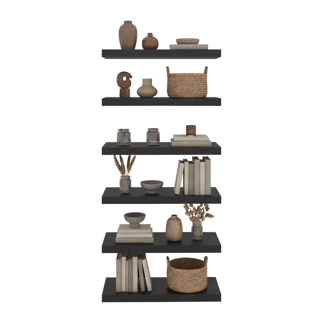 Alt view image 4 of 6 - Inchx 10 Inch Floating Wall Shelf, Wall-Mounted Display Ledge for Living Storage, Wenge, Particle Board, Display