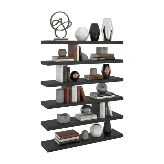 Alt view image 2 of 6 - Inchx 10 Inch Floating Wall Shelf, Wall-Mounted Display Ledge for Living Storage, Wenge, Particle Board, Display