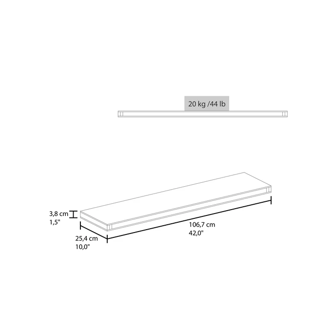 Alt view image 3 of 6 - Inchx 10 Inch Floating Wall Shelf, Wall-Mounted Display Ledge for Living Storage, Wenge, Particle Board, Display