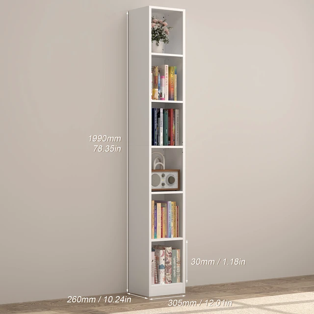 Alt view image 2 of 7 - 6 Tier Metal Bookshelf, 12.01 Inch 10.24 Inch 78.35 Freestanding Open Storage Shelf with Anti Tip Kit for Books