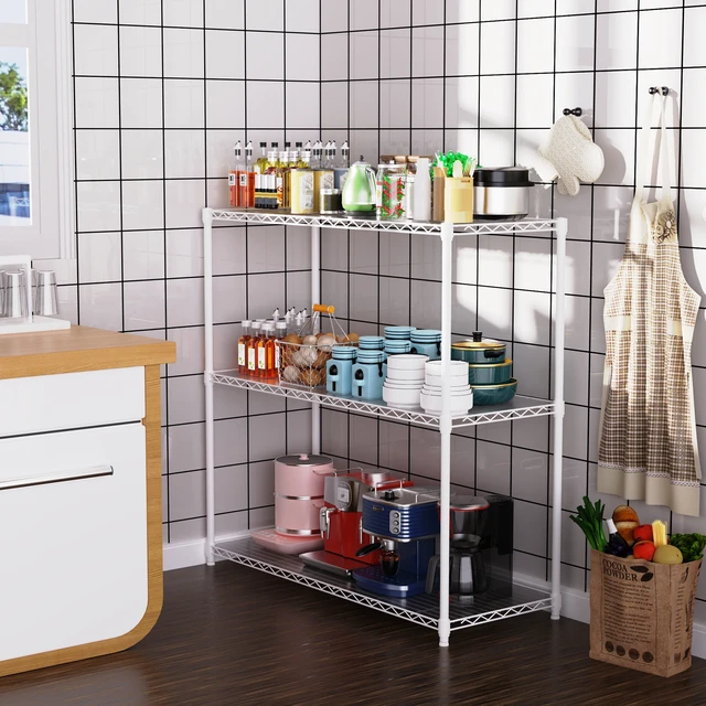 Alt view image 4 of 7 - 3 Tier Wire Shelving Unit, Nsf Height Adjustable Metal Storage Shelves Heavy Duty Storage Wire Rack Metal Shelves