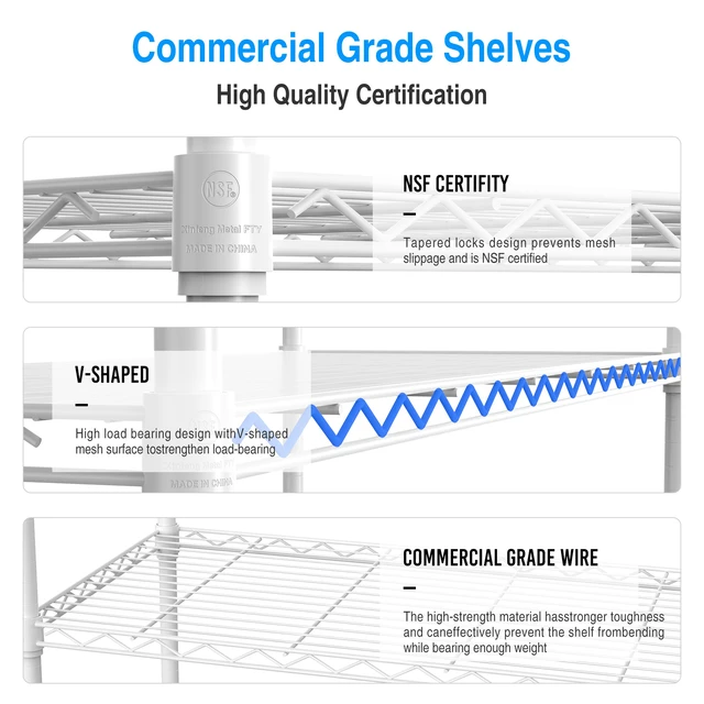 Alt view image 5 of 7 - 3 Tier Wire Shelving Unit, Nsf Height Adjustable Metal Storage Shelves Heavy Duty Storage Wire Rack Metal Shelves