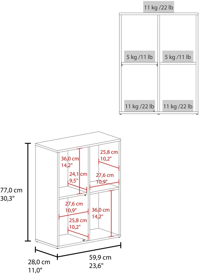 Alt view image 7 of 7 - Fairmont Cube Bookcase with Storage Cabinets, Bookshelf with Open Shelves for Living, White, Particle Board, Display