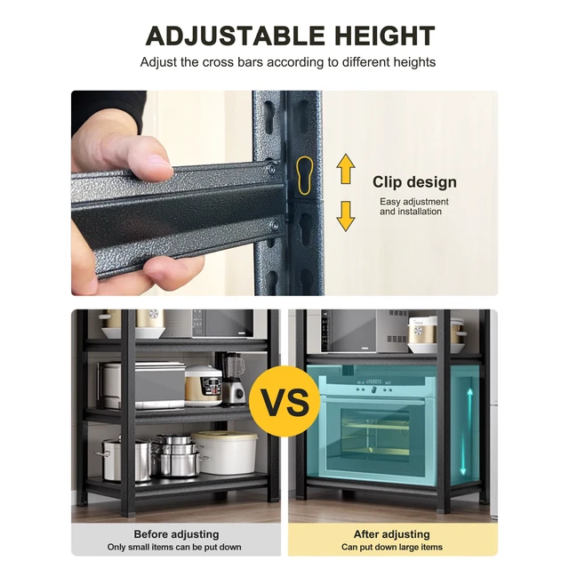 Alt view image 6 of 7 - Storage Shelves 5 Tier Heavy Duty Metal Shelving Unit Adjustable Shelving Units and Storage Rack Kitchen Shelf, Black