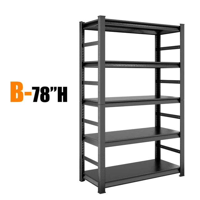 Alt view image 2 of 7 - Storage Shelves 5 Tier Heavy Duty Metal Shelving Unit Adjustable Shelving Units and Storage Rack Kitchen Shelf, Black