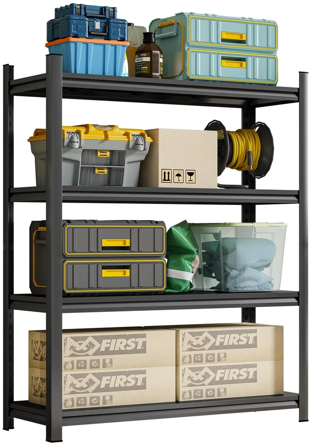 Main image of Layer Metal Storage Rack, Shelves Adjustable Height Partition Suitable for Living Kitchen Supermarket Requires Assembly