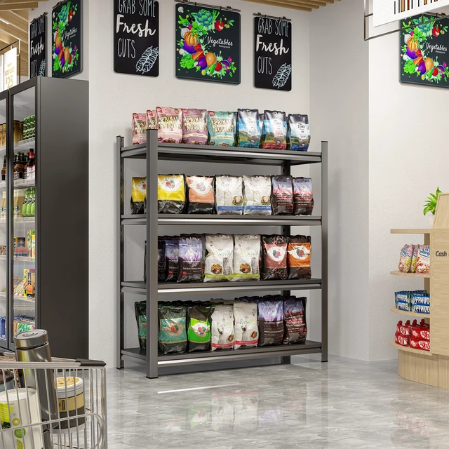 Alt view image 5 of 7 - Layer Metal Storage Rack, Shelves Adjustable Height Partition Suitable for Living Kitchen Supermarket Requires Assembly