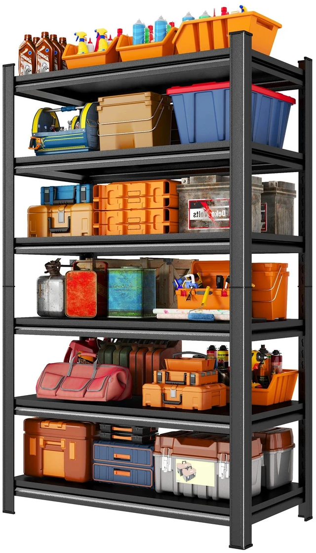 Main image of 6 Tier Storage Shelving Unit, Height Adjustable Metal Storage Rack 2400 LBS Weight Capacity Suitable for Supermarket