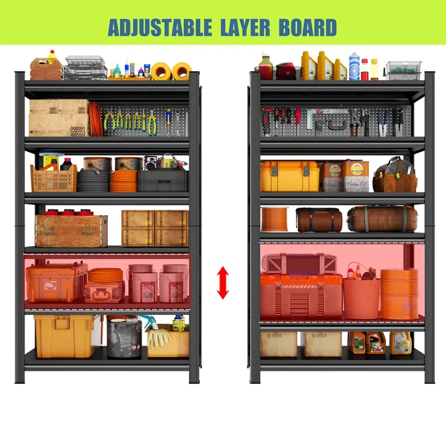 Alt view image 5 of 7 - 6 Tier Storage Shelving Unit, Height Adjustable Metal Storage Rack 2400 LBS Weight Capacity Suitable for Supermarket