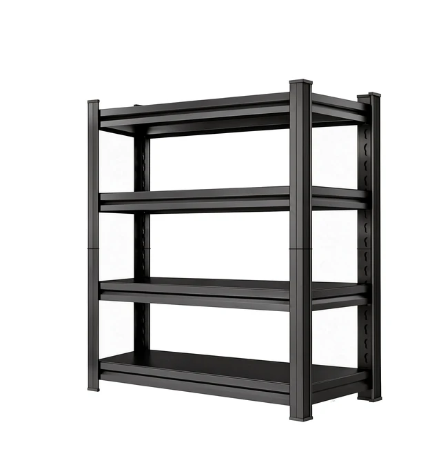 Alt view image 3 of 7 - 4 Tier Adjustable Storage Rack, Practical Metal Shelving Unit for and Organization Assembly Required, Black, Metal