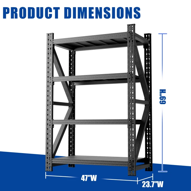 Alt view image 2 of 7 - Heavy Duty Metal Adjustable Shelves, 69 Inch 47 Inch Shelving Unit Capacity Steel Storage Rack for Warehouse