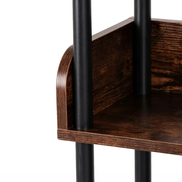 Alt view image 6 of 7 - 5 Tier Bookshelf, Open Bookcase with Metal Frame Freestanding Display Storage Shelving Unit for Living, Walnut, MDF