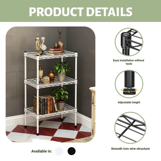 Alt view image 5 of 7 - Purpose Metal Storage Rack with Layers, Living Storage Shelf Towel Shelf Organizer Kitchen Pantry Rack Save Space