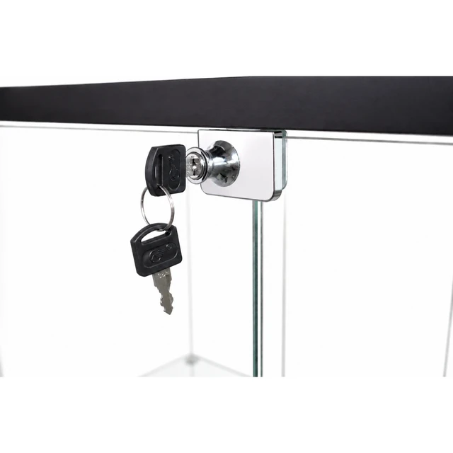 Alt view image 7 of 7 - Framed Glass Display Cabinet, Lockable Double Tempered Glass Doors Adjustable Shelves Standing Collectible Showcase