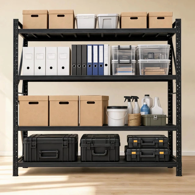 Alt view image 7 of 7 - 4 Tier Shelving Capacity, 71.7 Inch Heavy Duty Metal Storage Rack Height Adjustable Steel Shelves with Reinforced