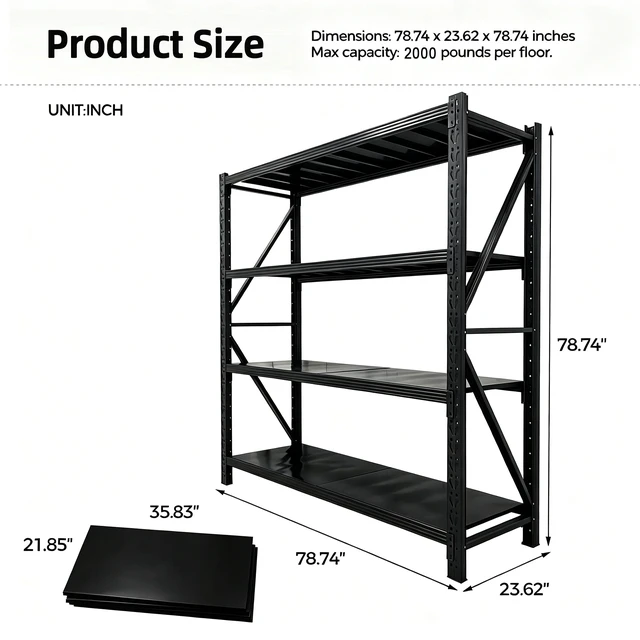 Alt view image 2 of 7 - Heavy Duty Shelving Units Capacity 4 Tier Metal Storage Shelves, Adjustable Commercial Rack Shelving with Triangular